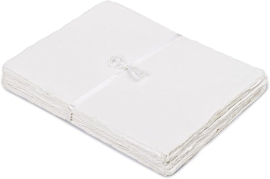LEATHER VILLAGE Watercolor Paper- 6 X 4 inches - 25 Sheets Watercolor Paper for Drawing, Sketching, Painting & Crafts - 150 GSM Thick Deckle Edge Virgin Cotton Handmade Paper - White