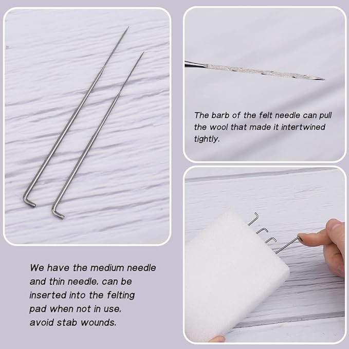 QMNNMA Needle Felting Kits, Needle Felting Supplies Kits with Tools, Animals Needle Felting Set with Foam Mat for DIY Handcraft and Craft Project