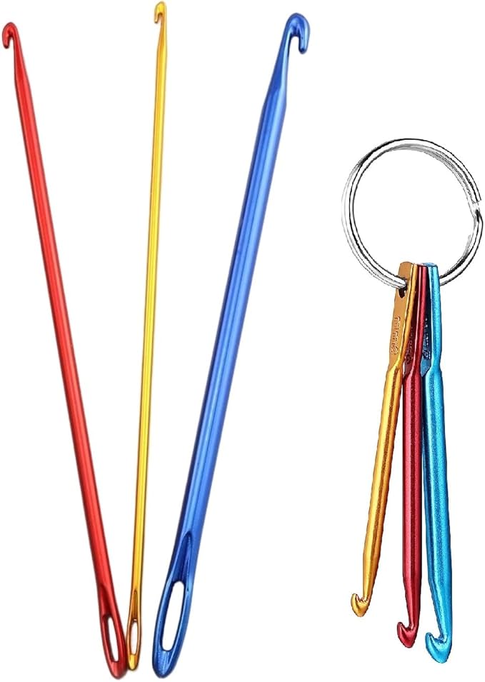 Zuoyou Crochet Hook Kit with Mini Keychain Crochet Hook, Aluminum Tunisian Afghan Crochet Knitting Needle with Eye