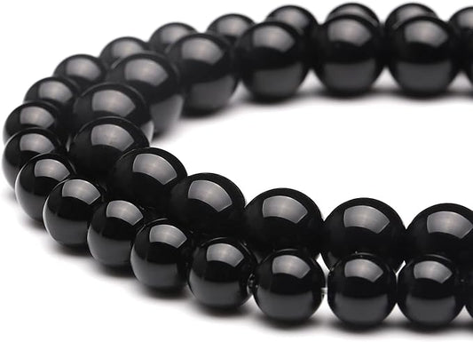 youngbling natural gemstone beads for jewelry making,10mm black onyx polished round smooth stone,genuine real stone beads for bracelet necklace 15 inch(black onyx,10mm)