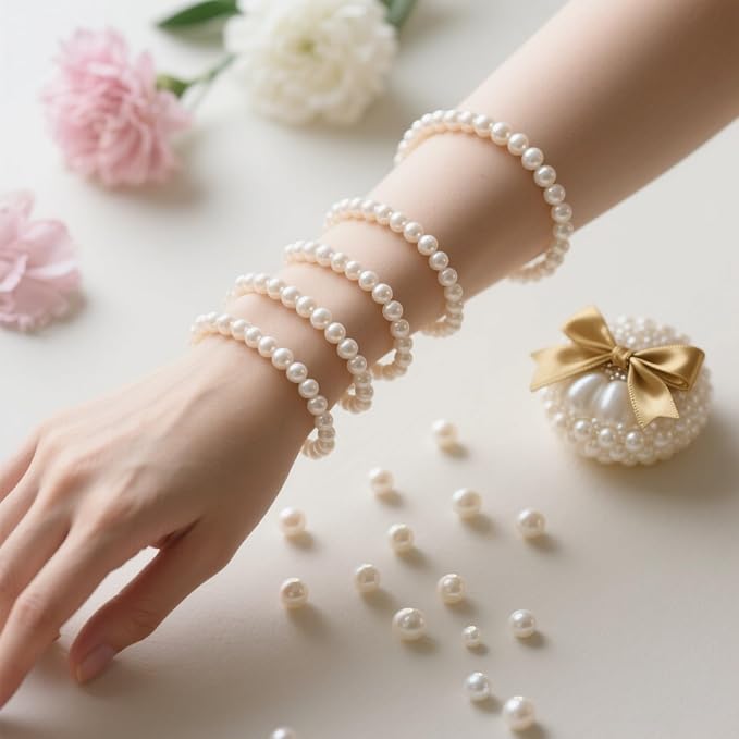 Laopottbeads 900 Pcs Ivory White 6MM Pearl Beads for Jewelry Making Round Pearl DIY Kit for Bracelets, Earrings, Necklaces & Anklets