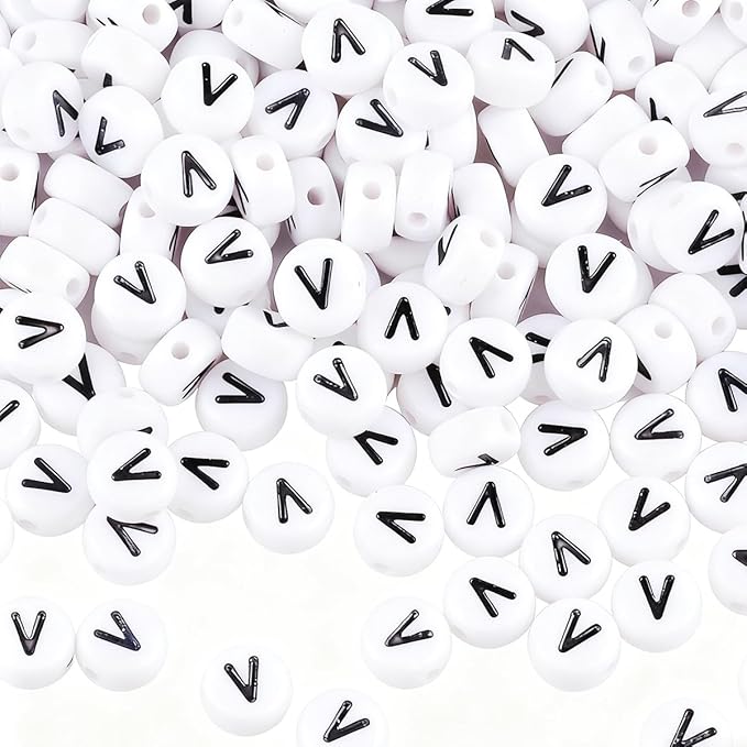 500pcs Letter V Beads for Friendship Bracelets Making Kit, DIY Jewelry Making Supplies Alphabet Beads