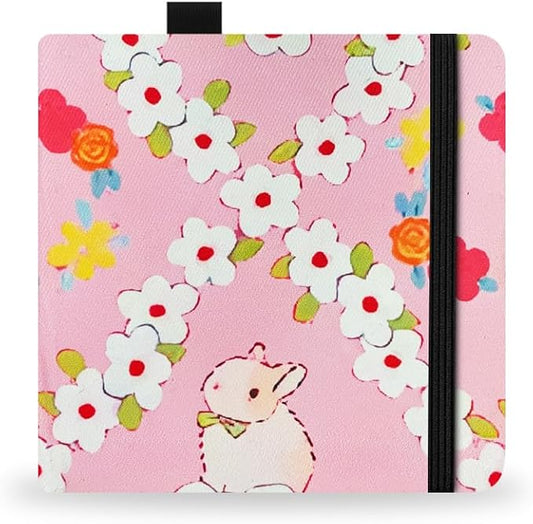 Square 5.1X5.1 300gsm Watercolor Journal Hardbound 40pgs（20 Sheets Front Back 2 Textures） Travel Size for Calligrapher Colored Pencil Watercolor Sketch Handmade Cloth Cover Notebook Bowknot Rabbit