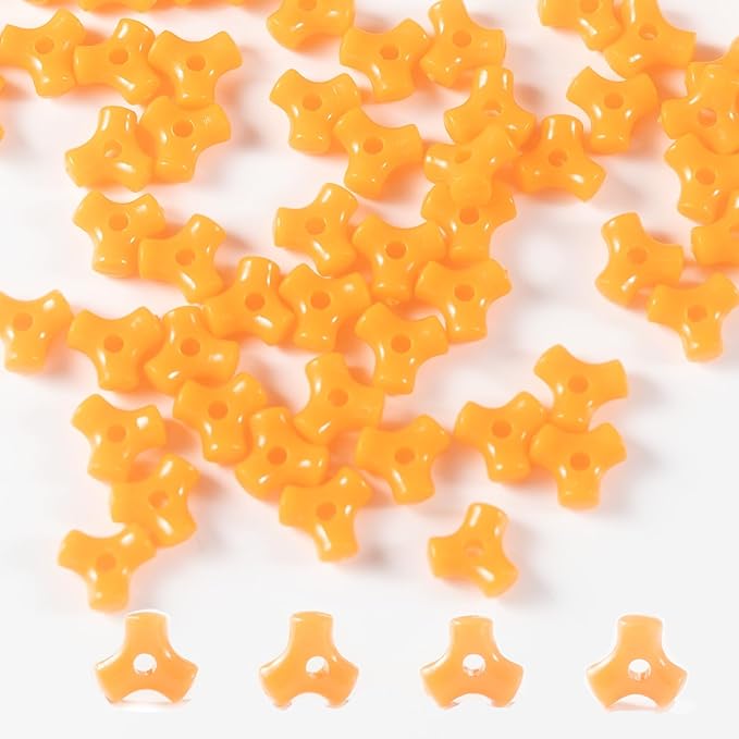 1300 Pcs Acrylic 10mm Plastic 3-Sided Kandi Tri Beads Tri-Shaped Beads Bone Beads Bulk for Wreath Candy Cane Rainbow Holiday Tree Decorations Bead Ornament Jewelry Making Kit (Opaque Orange)