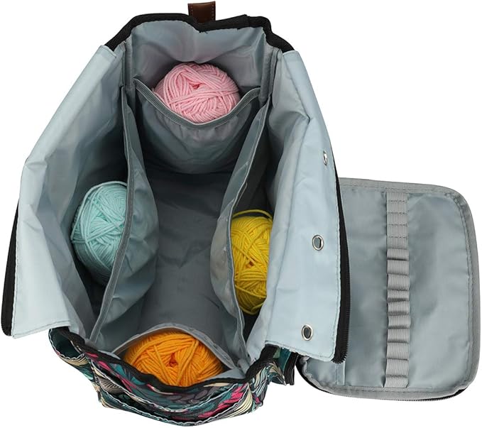 ZBEZBE Knitting & Crochet Tote Bag, Multi-Pocket Yarn Storage Organizer, Portable Yarn Holder for Knitting Needles, Crochet Hooks, Yarn Skeins & Craft Supplies