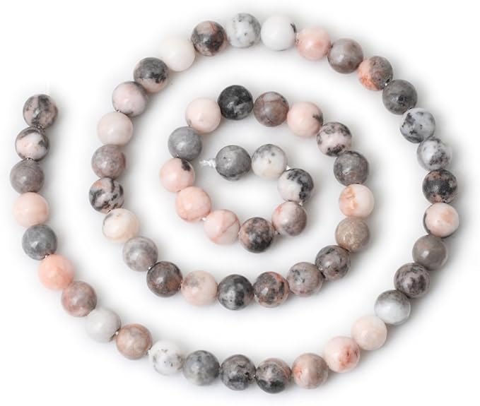cheavian 60pcs 6mm natural pink zebra jasper round loose beads for jewelry making diy handmade 1 strand 15"