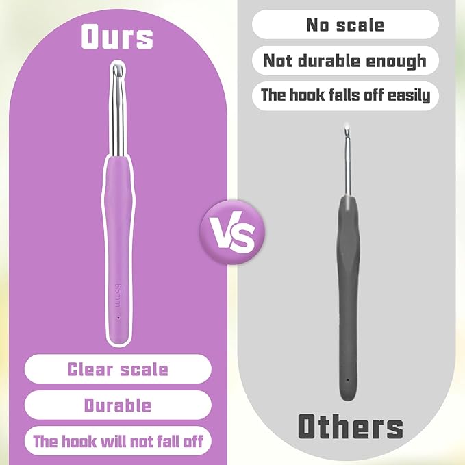Crochet Hook, 6.5 mm Ergonomic Crochet Hook, Crochet Needles for Arthritic Hands, Knitting Needles with Soft Handle Beginners and Experienced Hobbyists (6.5 mm)