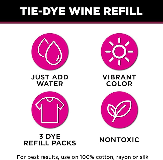 Tulip One-Step Tie-Dye Kit , 3 Fabric Dye Refill Packs, Packs, Wine