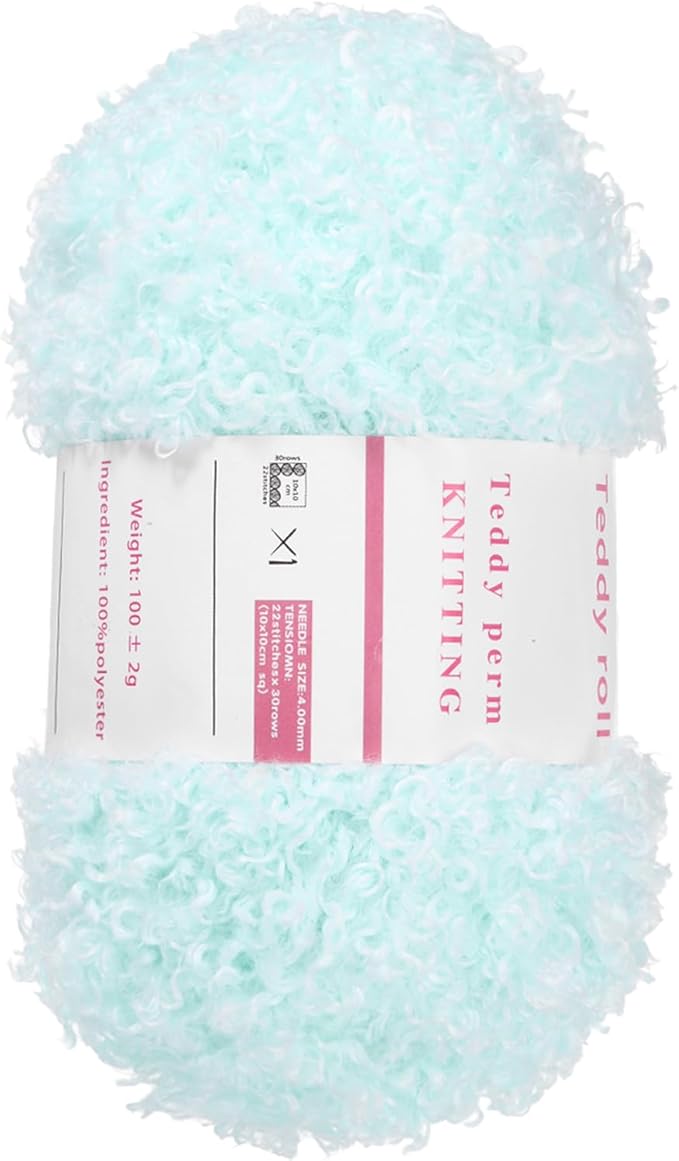 MECCANIXITY 1 Skeins Eyelash Yarn Fur Soft Fluffy Chunky Polyester Yarn Fuzzy Water Blue for Crocheting Knit DIY Clothes Bag - 55Yard/50m, 3.53oz
