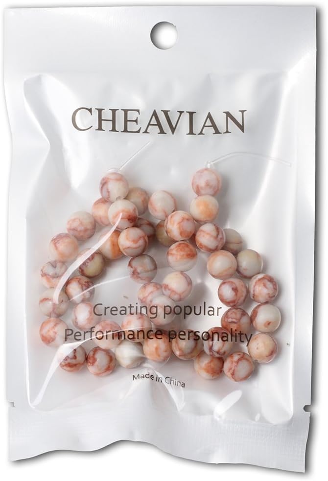 cheavian 45pcs 8mm natural red network stone round loose beads for jewelry making diy materials 1 strand 15"