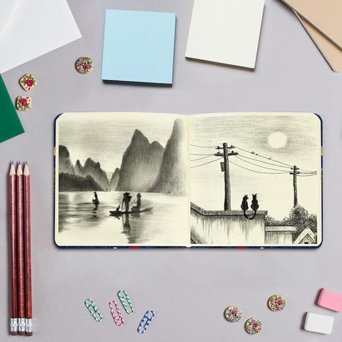 Mifuner 4.8x4.8in 80gsm Mini Notebooks Art Blank Pages Sketchbooks Travel Journal Pocket Hardcover Paint Writing Notebook Blank Diary Memo Planner Sketchbook Fabric Cover.Red Ball