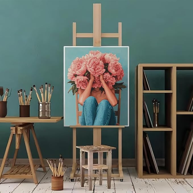 Natuyalo Paint by Numbers for Adults - Flowers Woman Paint by Numbers for Adults Beginners, Flowers Girl Acrylic Simple Paint by Number Canvas for Decoration (16x20 inch)