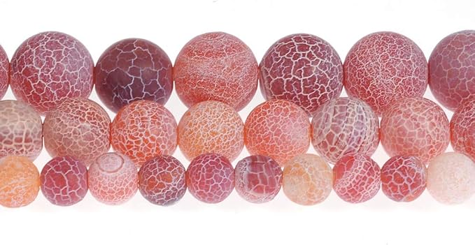 8mm Natural Orange Frosted Agate Gemstone Round Loose Beads Crystal Stone Bracelet Necklace Accessories Crafts for Jewelry Making DIY,1 Strand 15"