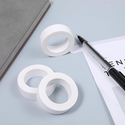 3 Rolls White Washi Tape Self-Adhesive Decorative Painters Tape 32 Feet x 0.6 Inches White Masking Tapes for DIY Scrapbooks Journals Crafts