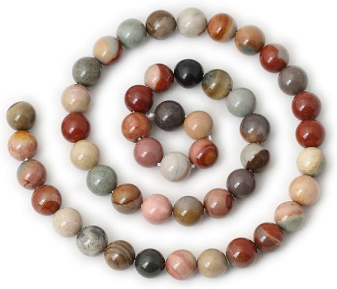 cheavian 45pcs 8mm natural usa picture stone gemstone round loose beads for jewelry making diy findings 1 strand 15"