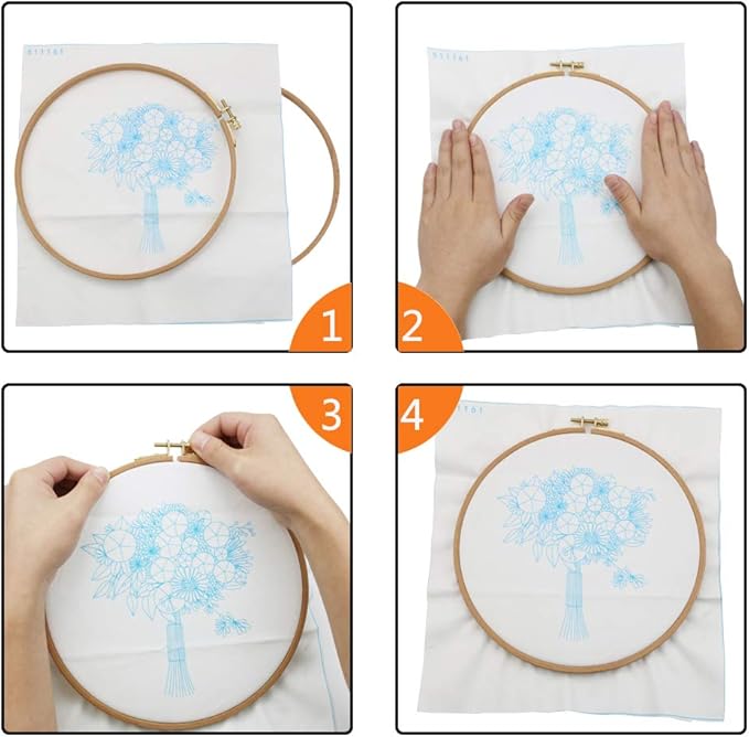 2 pack 6 inch wood embroidery hoop, guofa beech wood cross stitch hoops for diy decoration