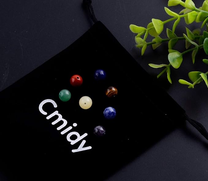 7 Chakra Natural Stone Beads Mixed 100pcs 8mm Round Genuine Real Stone Beading Loose Gemstone Amethyse Color DIY Smooth Beads for Bracelet Necklace Earrings Jewelry Making