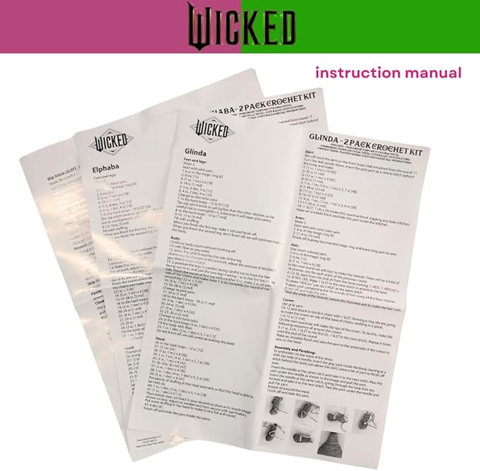 Innovative Designs Wicked Crochet Kit for Beginners, DIY Crochet Kits for Adults, Teens, Kids, Instruction Manual – Elphaba and Glinda