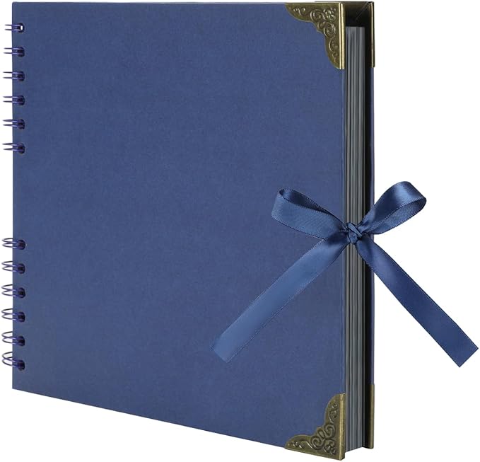 Scrapbook (8 x 8 inch) Scrapbook Album 60 Pages Ideal for Your DIY Scrapbooking Albums Wedding and Anniversary Family Photo Album (dark blue)