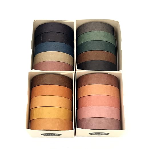 20 Rolls Washi Tape Set,10 mm x 5m Decorative Colored Masking Tapes for Scrapbooking, Junk Journal, Planners, DIY Crafts, Gift Wrapping