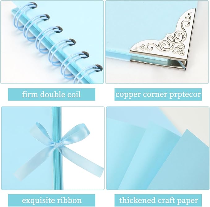 Scrapbook (8 x 8 inch) Scrapbook Album 60 Pages Ideal for Your DIY Scrapbooking Albums Wedding and Anniversary Family Photo Album (blue)