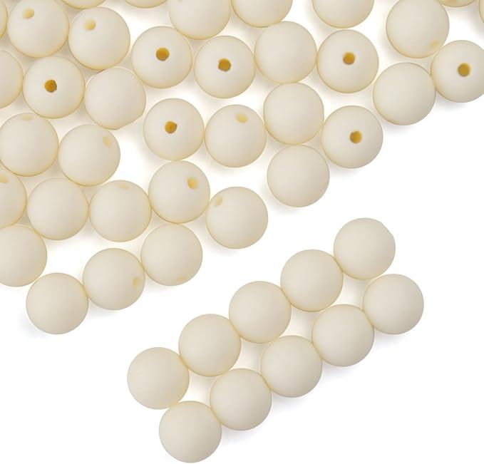 bonny boxx 100pcs 12mm matte beige acrylic round beads, frosted plastic resin bubblegum balls chunky gumball beads for necklace and bracelet making, crafting supplies