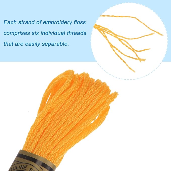HARFINGTON 12 Skeins Embroidery Floss 8m Each Egyptian Long Fiber Cotton Cross Stitch Thread 26S/2x6 for Embroidery Projects Bracelet, Golden Tone