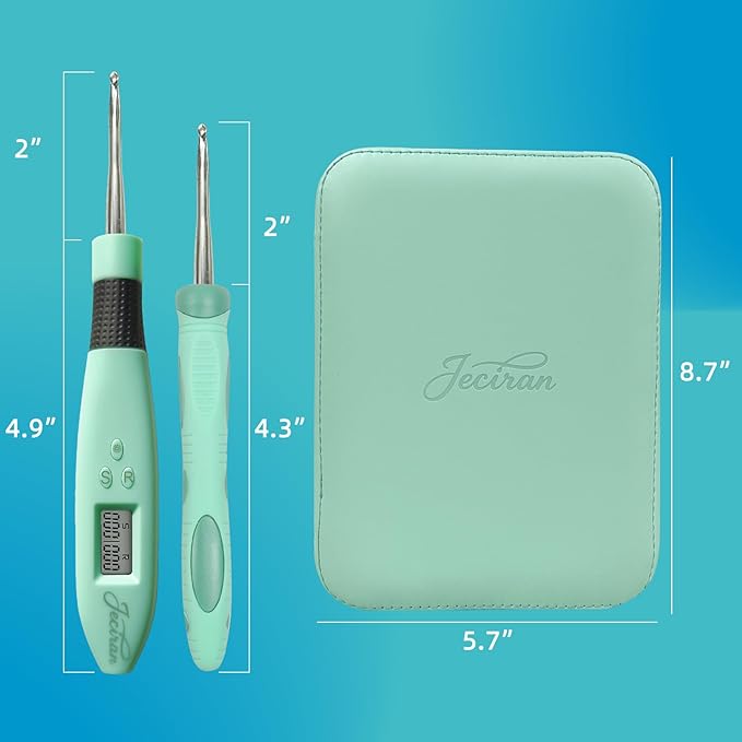 Jeciran 24 in 1 Light Up Crochet Hook Set,Lighted Crochet Hooks with Counter,Counting Crochet Hook for Stitch & Row Counter Micro Crochet Gifts with Case