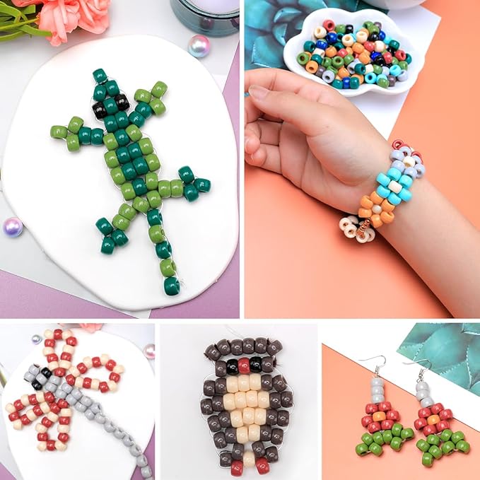 praisebank pony beads, 4500pcs 6x9mm, wholesale beads, bracelets jewelry making, arts & crafts(earth-tone)