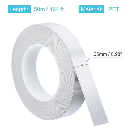 uxcell Metallic Tape, 0.98 in x 164 ft Self Adhesive Metalized Polyester Film Tape Waterproof Shiny Washi Tape for Walls Graphic Arts Gifts Wrapping Crafts Decoration, Gloss Silver