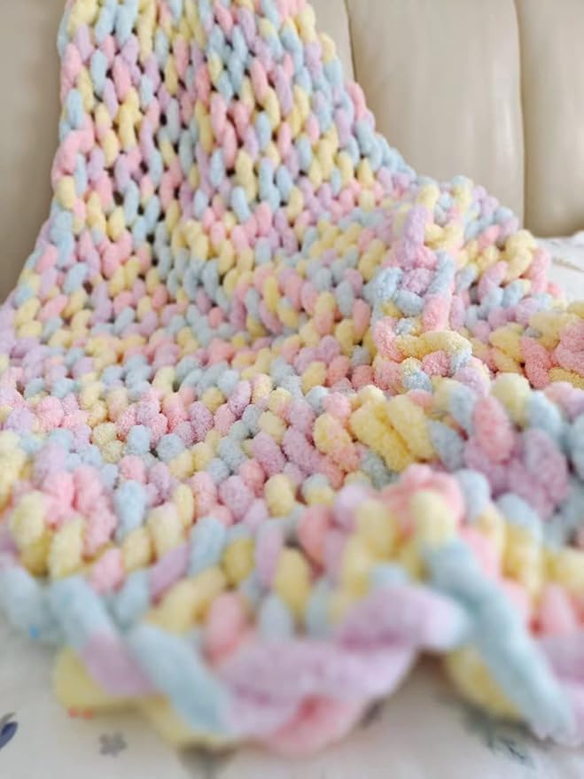 DDL&HEXI 2 Park Super Chenille Chunky Yarn,Blanket Making Kit,Jumbo Knitting Yarn 2x8oz 226g per Bag (204)