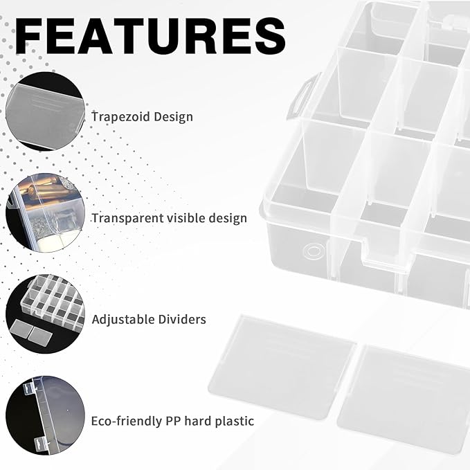 OALCQ 36 Grids Bead Organizer Box Tackle Box Organizers and Storage Rock Collection Boxes Plastic Organizer Boxes