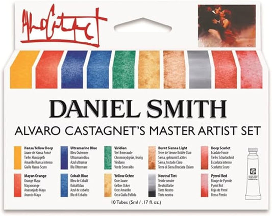DANIEL SMITH Watercolor Set 5ml Tubes - Alvaro Castagnet Watercolor Set - 10 Tubes, 285610016,Gold, 0.17 Fl Oz (Pack of 10)