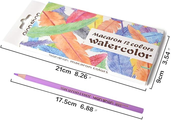 qianshan 12 Macaron Colors watercolor pencils - Water Soluble Pre-sharpened Wooden Colored Pencil Set for Adults Coloring Books Drawing Sketching Art Supplies, No Duplicates