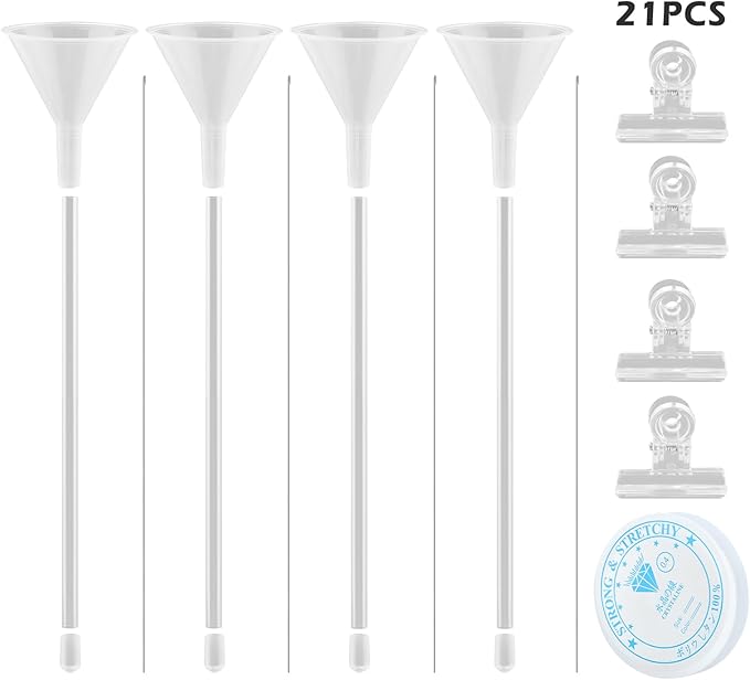homfanseec Beading Funnel Bracelet Making Kit with Beading Funnels, Beading Needles, Clips, Caps, Tubes, 4pcs Beading Needles Bracelet Making Kit for Jewelry Making, Necklace Making(Clear)