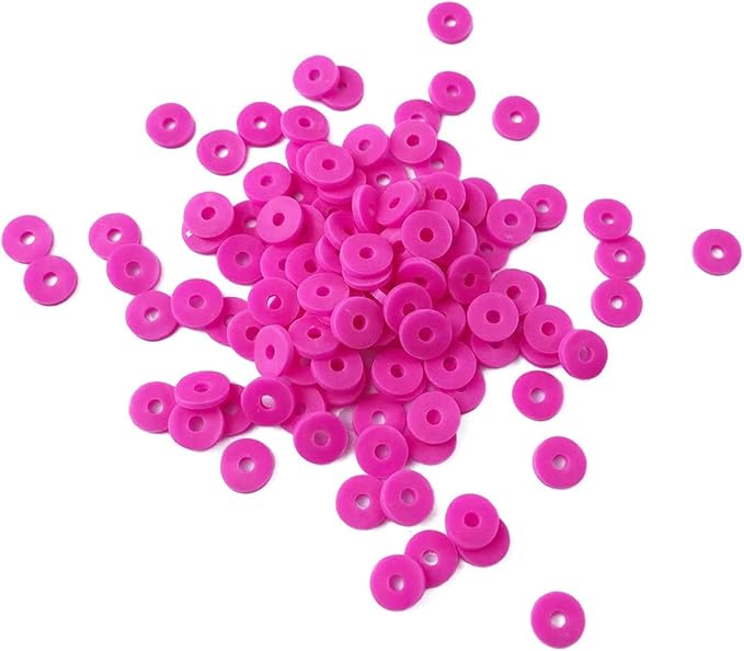 2000pcs Heishi Vinyl Beads Flat Round Polymer Clay Spacer Beads for Making Bracelet Necklace Earring Accessories DIY Handmade Craft(Rose Red, 6mm)