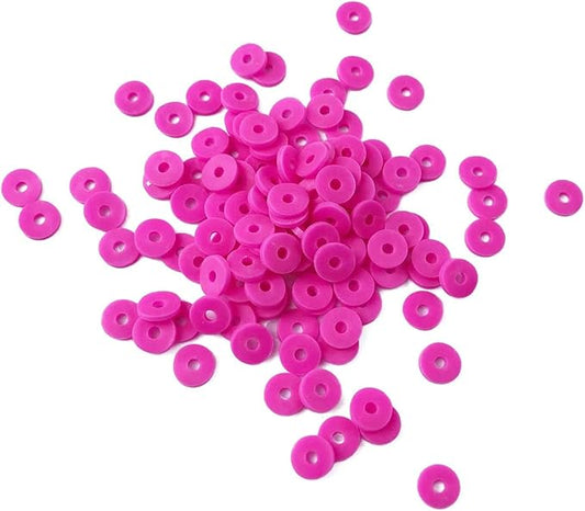2000pcs Heishi Vinyl Beads Flat Round Polymer Clay Spacer Beads for Making Bracelet Necklace Earring Accessories DIY Handmade Craft(Rose Red, 6mm)