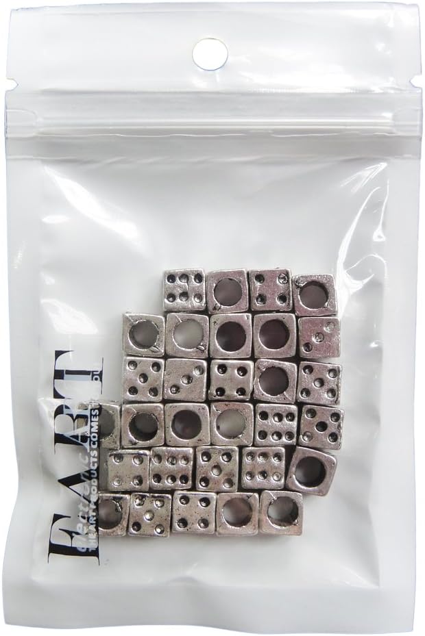 RUBYCA 30pcs Tibetan Silver Tone Spacer Beads Fit European Charms Bracelet Dice Design