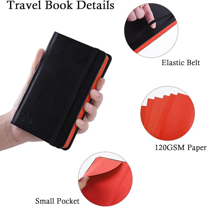Small Premium Red Art Sketchbook,5.7 x 3.54 inches Mixed Media Notebook,34 Sheets 120 GSM Acid-Free Folding Drawing Papers, Hardcover Pocket Journal Sketchbook for All Artists