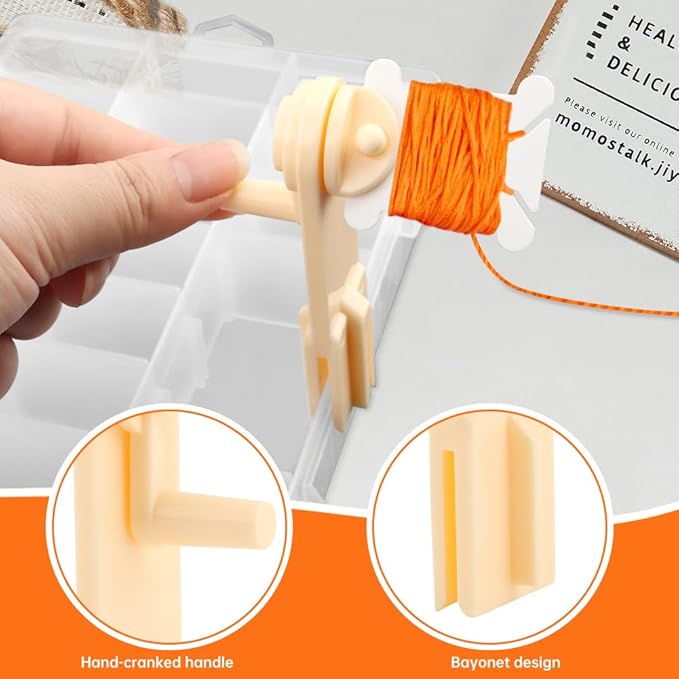 Embroidery Floss Organizer, Cross Stitch Thread Storage Set with 100 Pcs Floss Bobbins, Winder, Marker and Stickers, Removable 24 Compartments Case for Craft DIY Sewing Storage