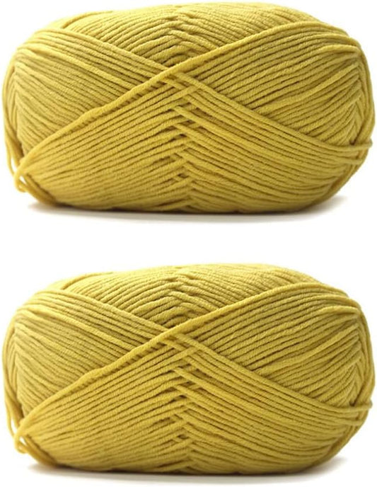 Acrylic & Cotton Blended Knitting and Crochet Yarn Soft Medium Yarn, Breathable and Skin Friendly for Baby Garments, Scarves, Hats, and Craft Projects 200g 06-Turmeric