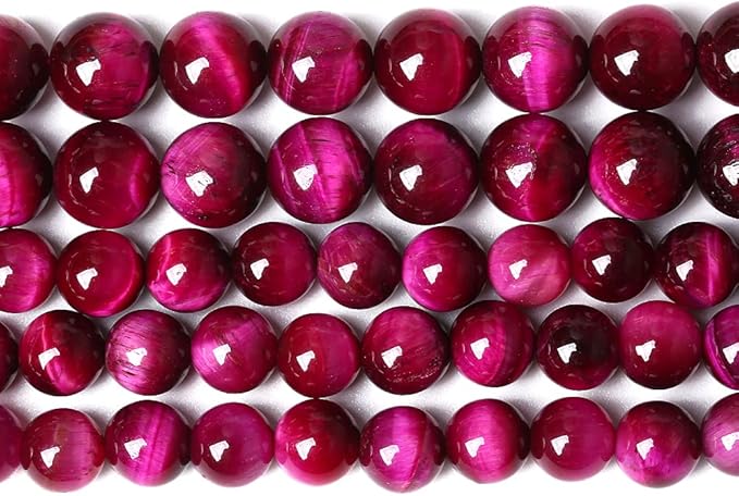 10mm 38pcs Natural Rose Red Tiger Eye Agate Stone Round Loose Beads for Jewelry Making Semi-Precious Beads DIY Bracelet Necklace (Rose Red Tiger Eye Stone, 10mm)