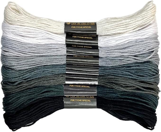 1 Pieces Cross Stitch Embroidery Floss,100% Eco-Cotton Cotton Premium Skeins, Ideal for Arts & Crafts(Grey Series 67975)