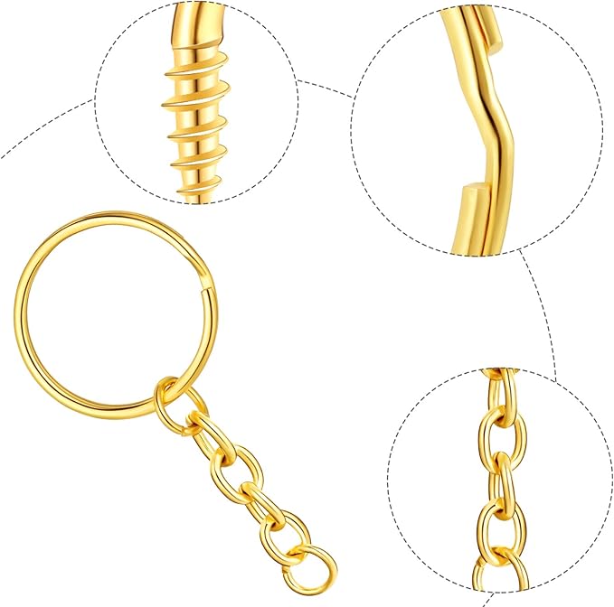 Hotop 360 Pcs Key Rings for Crafts Keychain Making Kit Including 90 Open Jump Rings Connectors, 180 Small Screw Eye Pins Hooks Bulk for DIY Keychain Supplies Crafts Jewelry Making(25 mm,Mixed Color)