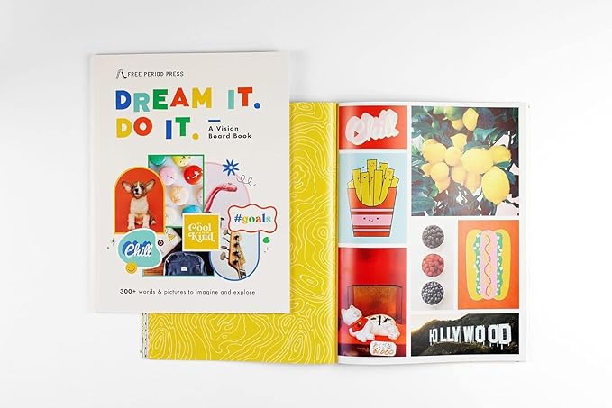 Free Period Press Vision Board Book, 700+ Words & Images in All Categories, for Visualizing Your Life Goals & Dreams, Playful, Stylish Pictures for Collage Making & Scrapbooking (Kid/Teen)