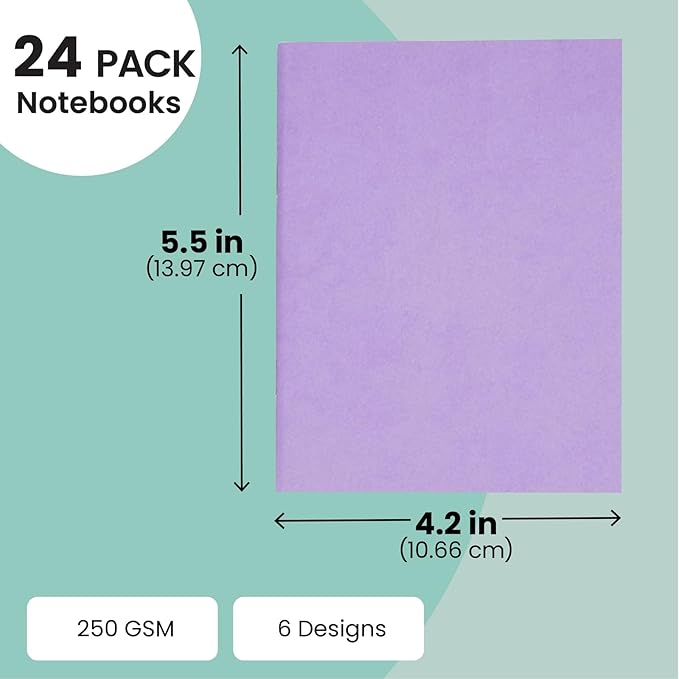 paper junkie 24 pack blank books for kids to write stories, a6 colorful notebooks bulk, 4.3x5.5 in unlined travel journals scrapbooks for students sketching