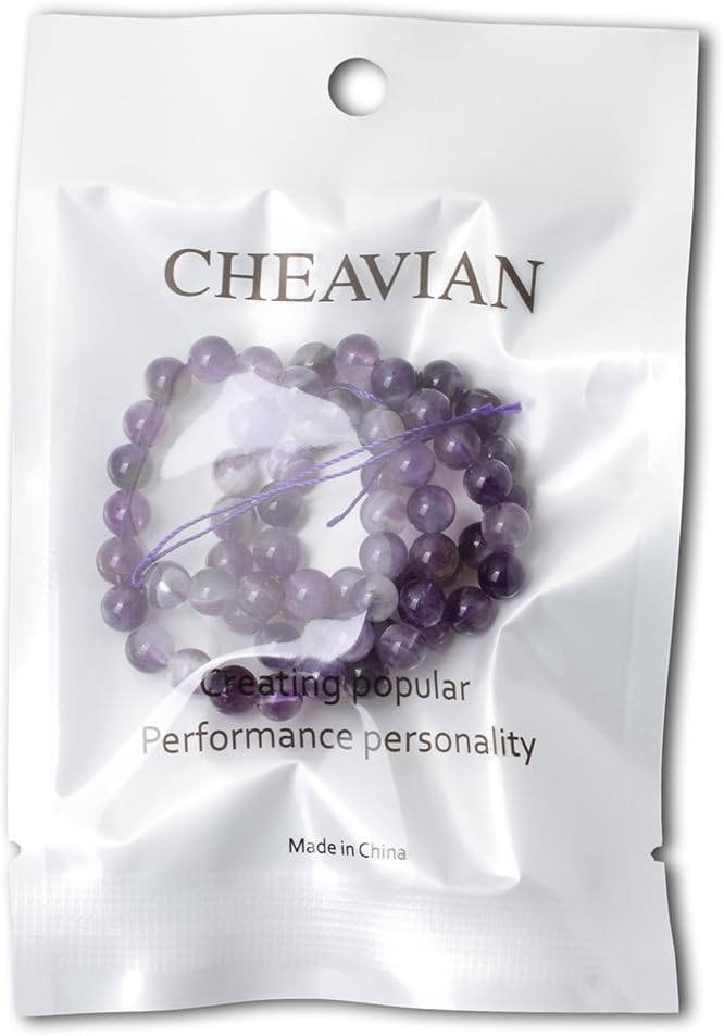 cheavian 60pcs 6mm natural dog teeth amethyst gemstone round loose beads crystal energy stone healing power for jewelry making 1 strand 15"