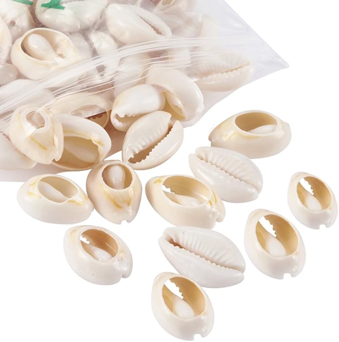 Cheriswelry 340pcs/500g Cowrie Shell Beads Natural Spiral Seashell Beach Shell Loose Spacer Beads Smooth Cut Cowrie Charms for DIY Bracelet Jewelry Making Vase Filler Fish Tanks Decor 18~20mm