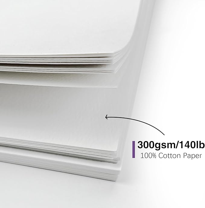 30 Pack Blank Foldable Watercolor Cards with Envelopes 4"x6", 10 Sheets Watercolor Postcards, 140lb/300gsm Heavyweight 100% Cotton Cards for Painting, Greeting, Birthday Valentine