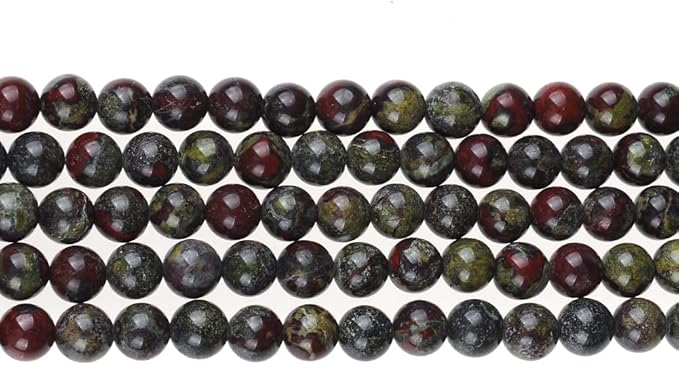 12mm Natural Dragon Bloodstone Gemstone Round Loose Beads Crystal Stone Bracelet Necklace Accessories Crafts for Jewelry Making DIY,1 Strand 15"